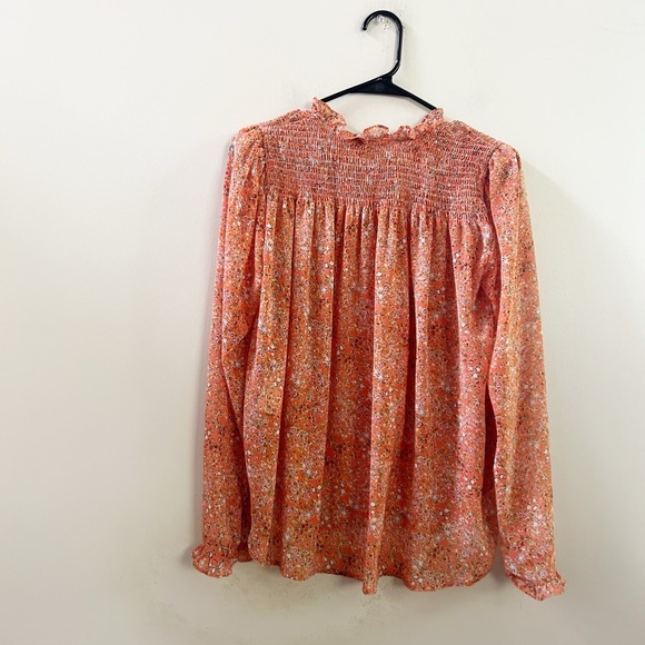 Free people sheer orange floral blouse small - Picture 5 of 5